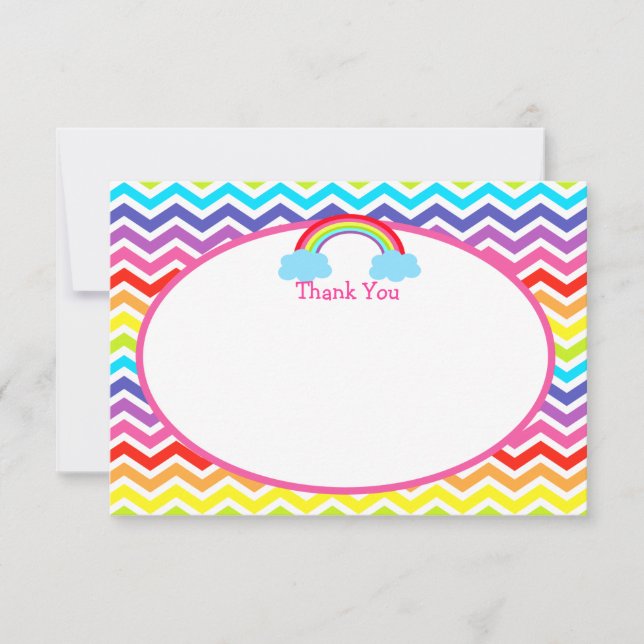 Tarjeta De Agradecimiento El cumpleaños del arco iris le agradece las (Anverso)