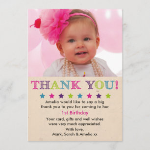 Tarjeta De Agradecimiento El cumpleaños del chica le agradece cardar