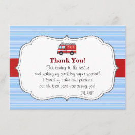 Tarjeta De Agradecimiento El cumpleaños del Firetruck le agradece cardar