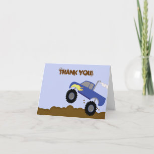 Tarjeta De Agradecimiento El cumpleaños del monster truck doblado le