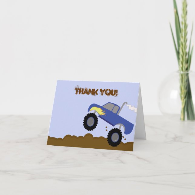 Tarjeta De Agradecimiento El cumpleaños del monster truck doblado le (Anverso)