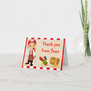 Tarjeta De Agradecimiento El cumpleaños del muchacho del pirata del Redhead