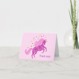 Tarjeta De Agradecimiento El cumpleaños del unicornio le agradece cardar
