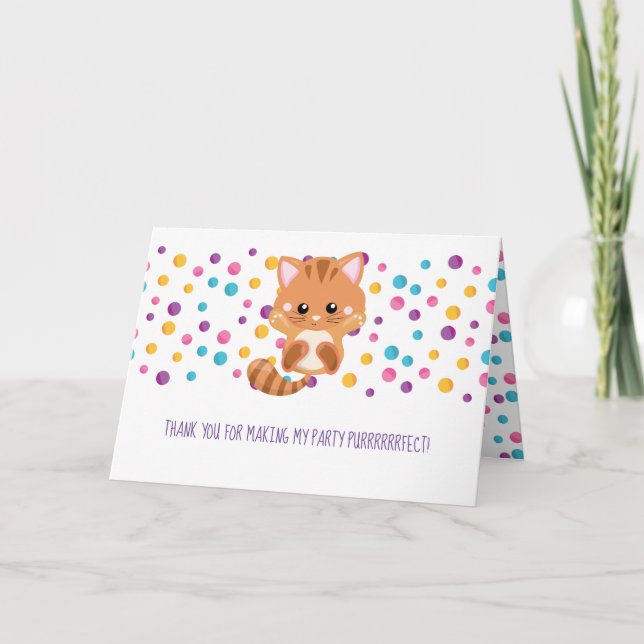 Tarjeta De Agradecimiento El cumpleaños lindo del gato del gatito del (Anverso)
