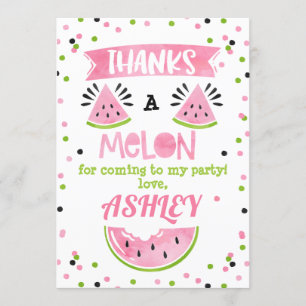 Tarjeta De Agradecimiento El cumpleaños rosado de la sandía le agradece