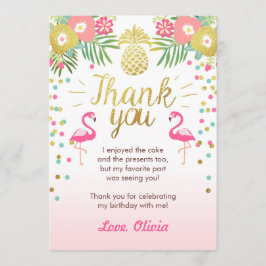 Tarjeta De Agradecimiento El cumpleaños tropical le agradece cardar el