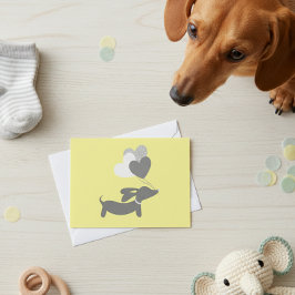 Tarjeta De Agradecimiento El Dachshund gris amarillo Baby Shower le agradece