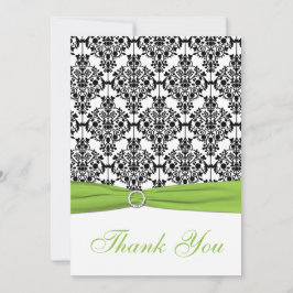 Tarjeta De Agradecimiento El damasco chartreuse, blanco, negro le agradece