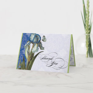 Tarjeta De Agradecimiento El damasco de Toile del iris del azul de cobalto