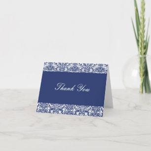 Tarjeta De Agradecimiento El damasco del azul real y del blanco le agradece
