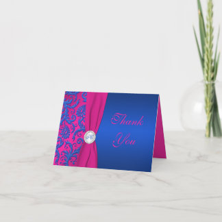 Tarjeta De Agradecimiento El damasco del cobalto y del fucsia le agradece