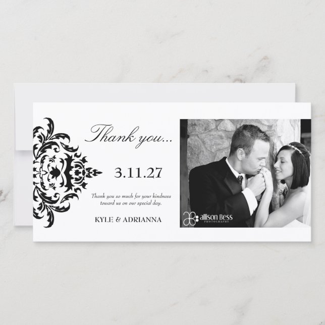 Tarjeta De Agradecimiento el damasco elegante 311-Simplisticly le agradece (Anverso)