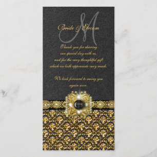 Tarjeta De Agradecimiento El damasco negro del oro "le agradece "