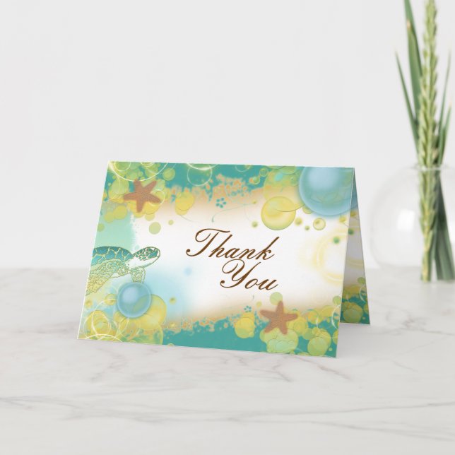 Tarjeta De Agradecimiento El ~ del tema del boda de playa le agradece (Anverso)