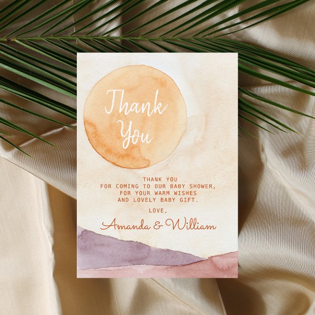 Tarjeta De Agradecimiento El desierto y el sol de Boho resumen Baby Shower (Subido por el creador)