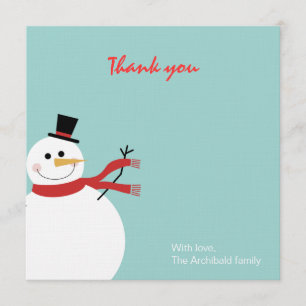 Tarjeta De Agradecimiento El día de fiesta alegre del muñeco de nieve le