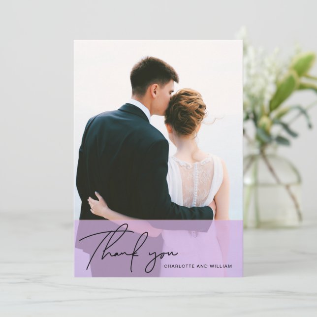 Tarjeta de agradecimiento el día de la boda de col (Anverso de pie)