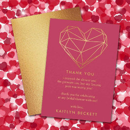 Tarjeta De Agradecimiento El día de San Valentín de corazón geométrico ducha