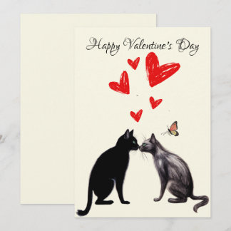 Tarjeta De Agradecimiento El día de San Valentín del corazón del gato negro