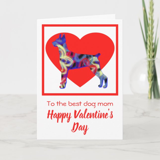 Tarjeta De Agradecimiento El Día de San Valentín del perro de Doberman Pinsc (Anverso)