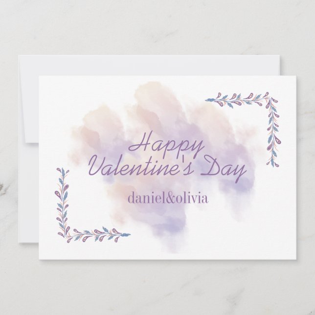 Tarjeta De Agradecimiento El día de San Valentín Pink Purple (Anverso)