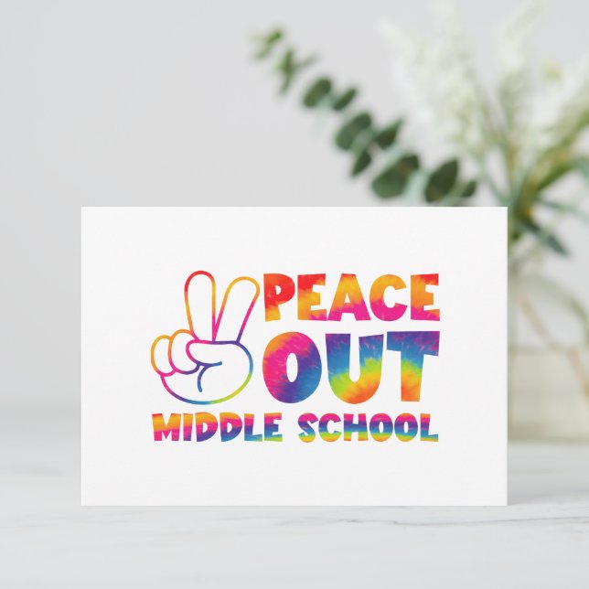 Tarjeta De Agradecimiento El Día Del Colegio Pasado, Peace Out Middle School (Anverso de pie)