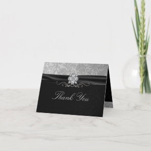 Tarjeta De Agradecimiento El diamante negro y de plata elegante le agradece
