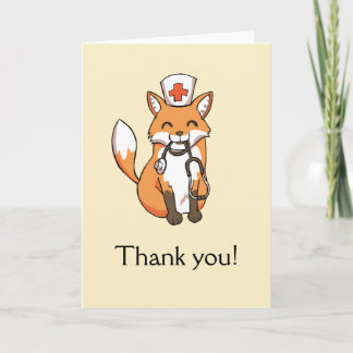 Tarjeta De Agradecimiento El dibujo lindo del Fox le agradece cardar a
