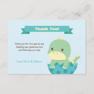 Tarjeta De Agradecimiento El dinosaurio alrededor para tramar Baby Shower le