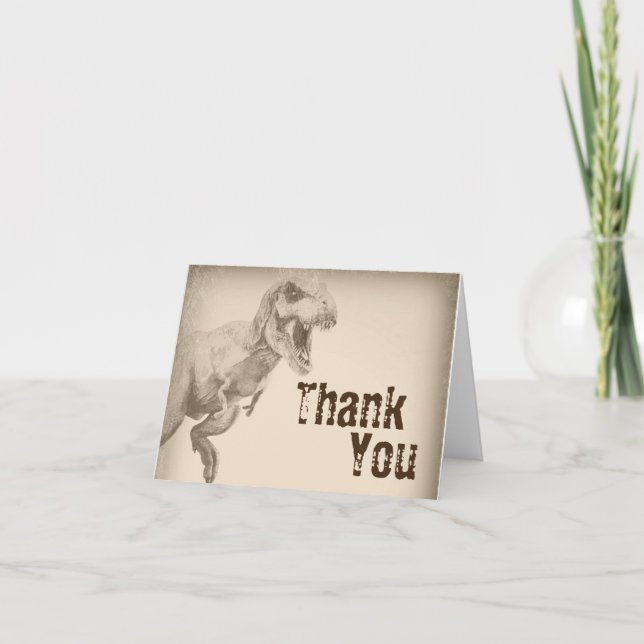 Tarjeta De Agradecimiento El dinosaurio de los niños le agradece las (Anverso)