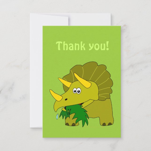 Tarjeta De Agradecimiento El dinosaurio del dibujo animado del Triceratops (Anverso)