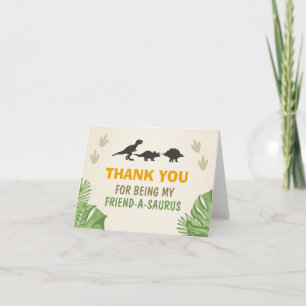 Tarjeta De Agradecimiento El dinosaurio le agradece cardar al fiesta de Dino