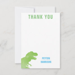 Tarjeta De Agradecimiento El dinosaurio verde de la acuarela personalizado