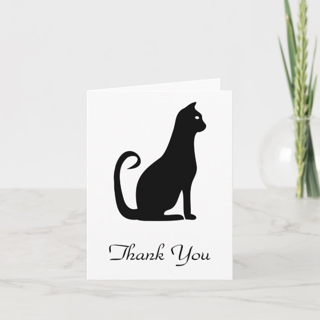 Tarjeta De Agradecimiento El diseño del gato negro le agradece cardar (Anverso)
