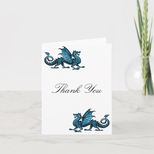 Tarjeta De Agradecimiento El dragón azul le agradece cardar (Anverso)
