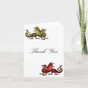 Tarjeta De Agradecimiento El dragón rojo del oro le agradece cardar