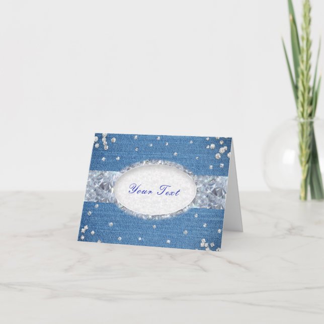 Tarjeta De Agradecimiento El dril de algodón y los diamantes Bling (Anverso)