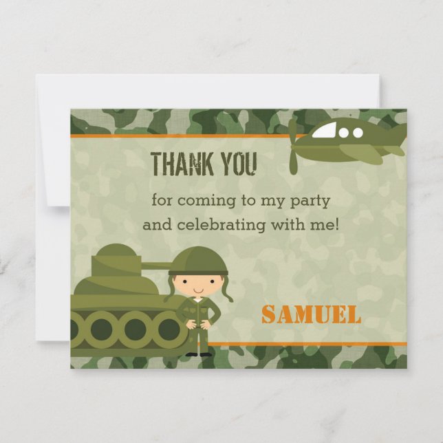 Tarjeta De Agradecimiento El ejército le agradece carda personalizado (los (Anverso)