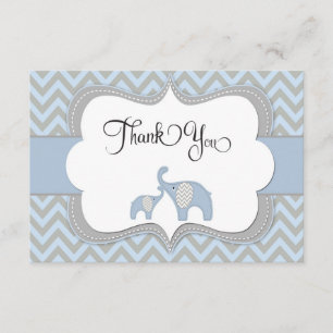 Tarjeta De Agradecimiento El elefante azul Baby Shower le agradece cardar