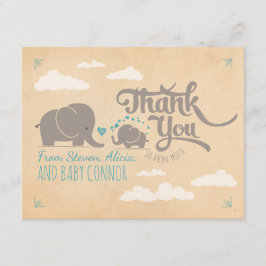 Tarjeta De Agradecimiento El elefante Baby Shower del bebé le agradece las