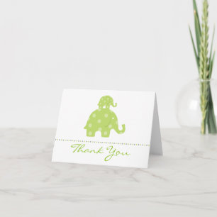 Tarjeta De Agradecimiento El elefante de la mamá y del bebé doblado le