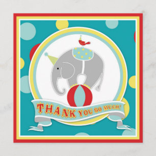 Tarjeta De Agradecimiento El elefante del circo le agradece azul