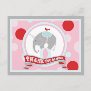 Tarjeta De Agradecimiento El elefante del circo le agradece rosado