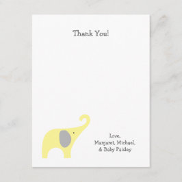 Tarjeta De Agradecimiento El elefante gris amarillo Baby Shower le agradece