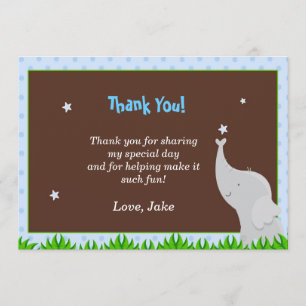 Tarjeta De Agradecimiento El elefante le agradece cardar a Brown azul