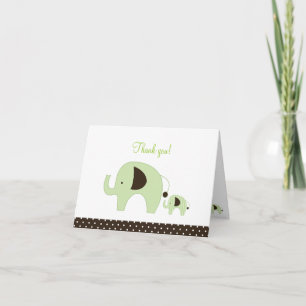 Tarjeta De Agradecimiento El elefante verde de Dottie doblado le agradece