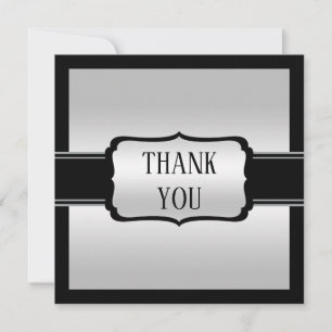 Tarjeta De Agradecimiento El elegante cumpleaños plateado y negro del hombre