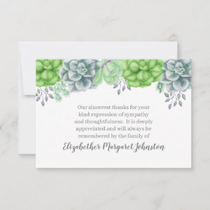 Tarjeta De Agradecimiento El entierro elegante de los Succulents le agradece