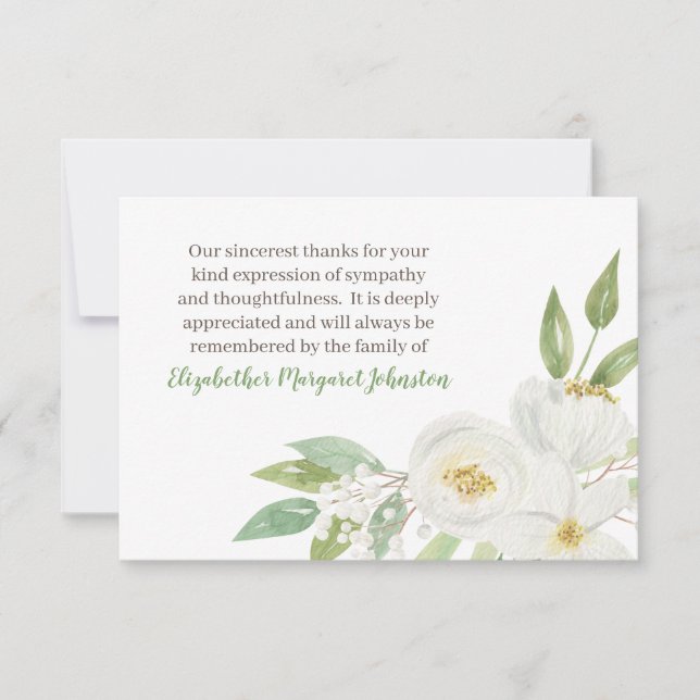 Tarjeta De Agradecimiento El entierro floral de la acuarela le agradece (Anverso)