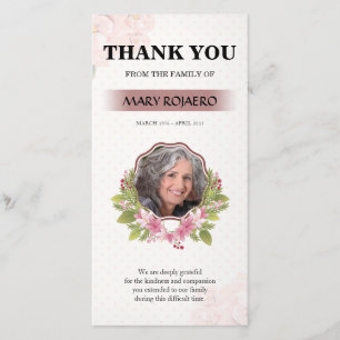 Tarjeta De Agradecimiento El entierro floral le agradece cardar